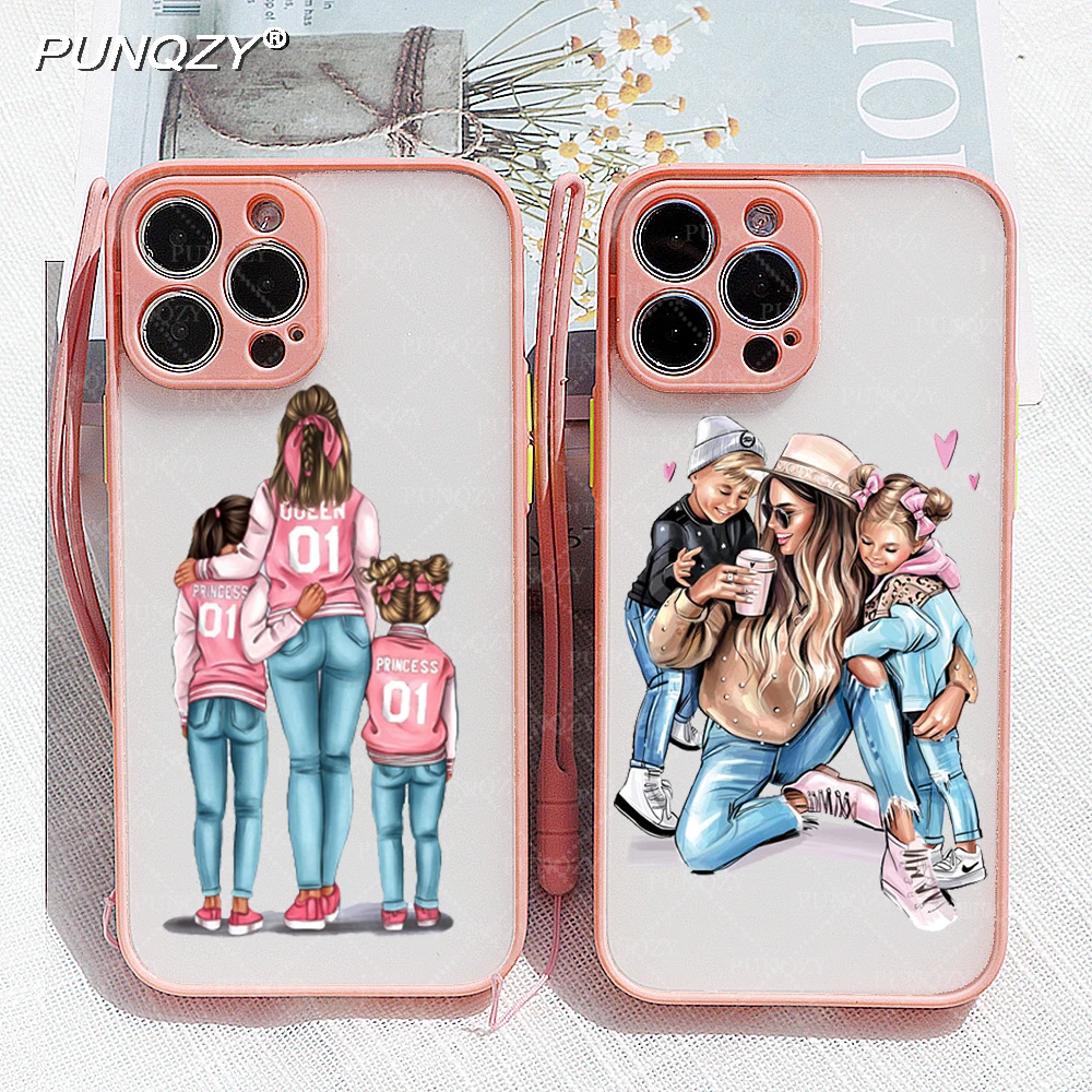 

Luxury Mother Girl Boy Mother's Day Phone Case For iPhone 13 14 PRO MAX 11 12 MNI XR 7 6 8 Plus X 15 Holiday Gift Hard PC Cover
