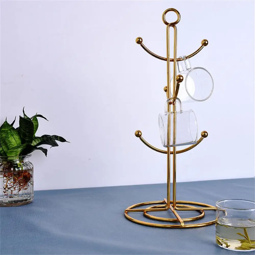 

1pc cup holder Simple and elegant Creative vacuum plating tree shape 4-layer coffee hanger rack househould Storage rack