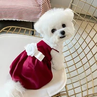 solid color sling small dog clothes fashion bowknot puppy skirt cute cat dress summer coat chihuahua yorkshire vest sleeveless