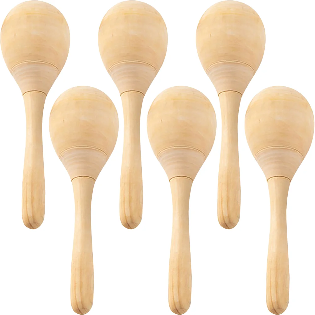 

6 Pcs Hand Painted Maracas Toys Kids Children Percussion Instruments Educational Musical Sand Hammers Playthings