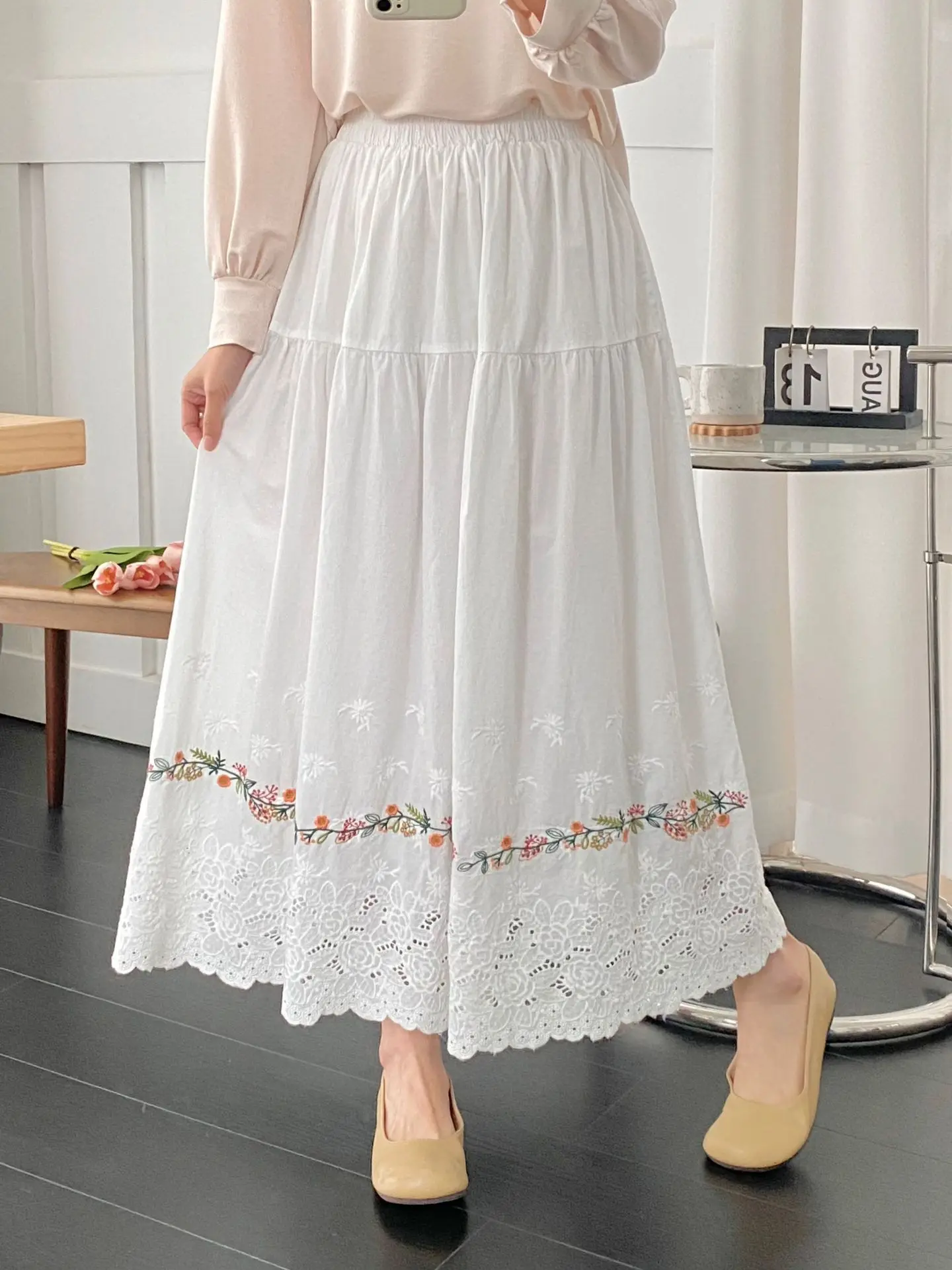 2025 винтажные юбки в стиле бохо для женщин летние хлопковые длинные с эластичной