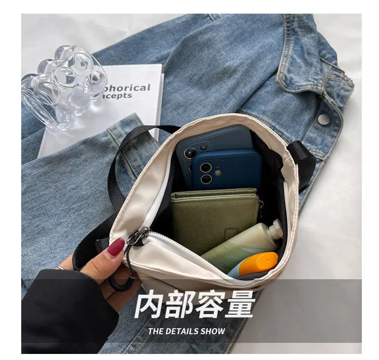 Kangol 2023 New Nylon Small Bag High-Grade Bucket Tote Bag Women Trendy Fashion Women's Bag Shoulder Messenger Bag