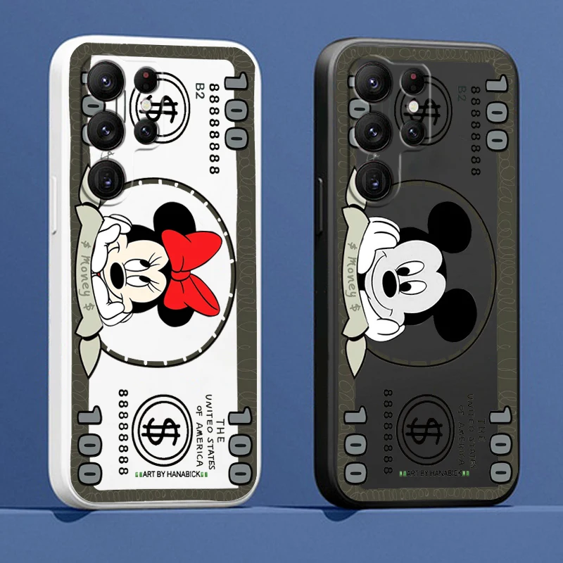 

Liquid Rope Funda Mickey Minnie Stitch Dollar Phone Case For Samsung Galaxy S22 S21 S20 FE S10 Note 20 10 Plus Lite Ultra 5G