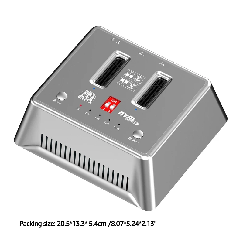

M.2 NVME/NGFF Duplicator, NVME/-SATA M.2 SSD Docking Station Dual-Bay Offline Cloner for 22x30/42/60/80/110mm M.2 SSD Enclosure