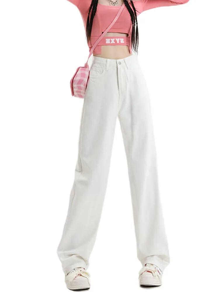 Синие джинсы UETEEY с завышенной талией широкие мешковатые брюки уличные мода 2024