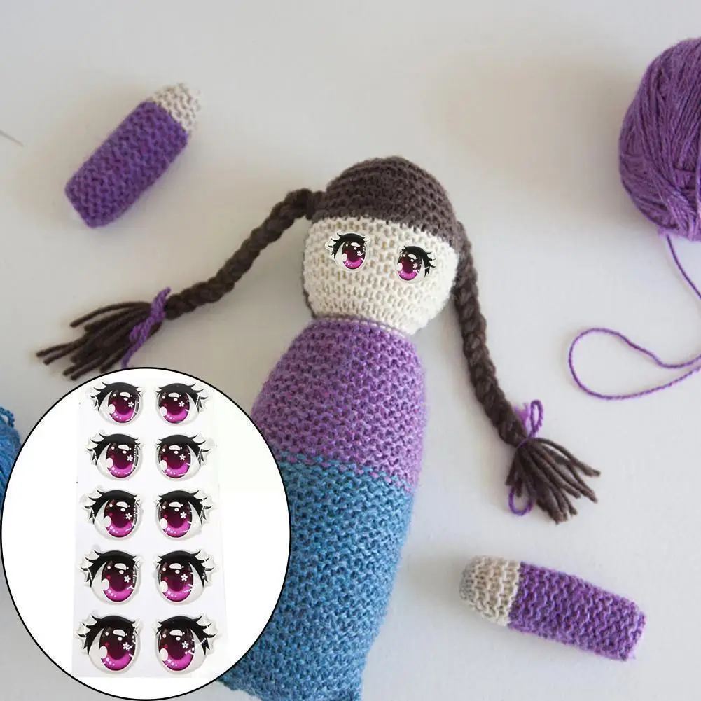 

5 Pairs Of Crystal Eyes Diy Material Accessories Mouth Love Color Eye Stickers Epoxy Gold Stickers Mouth U2k5