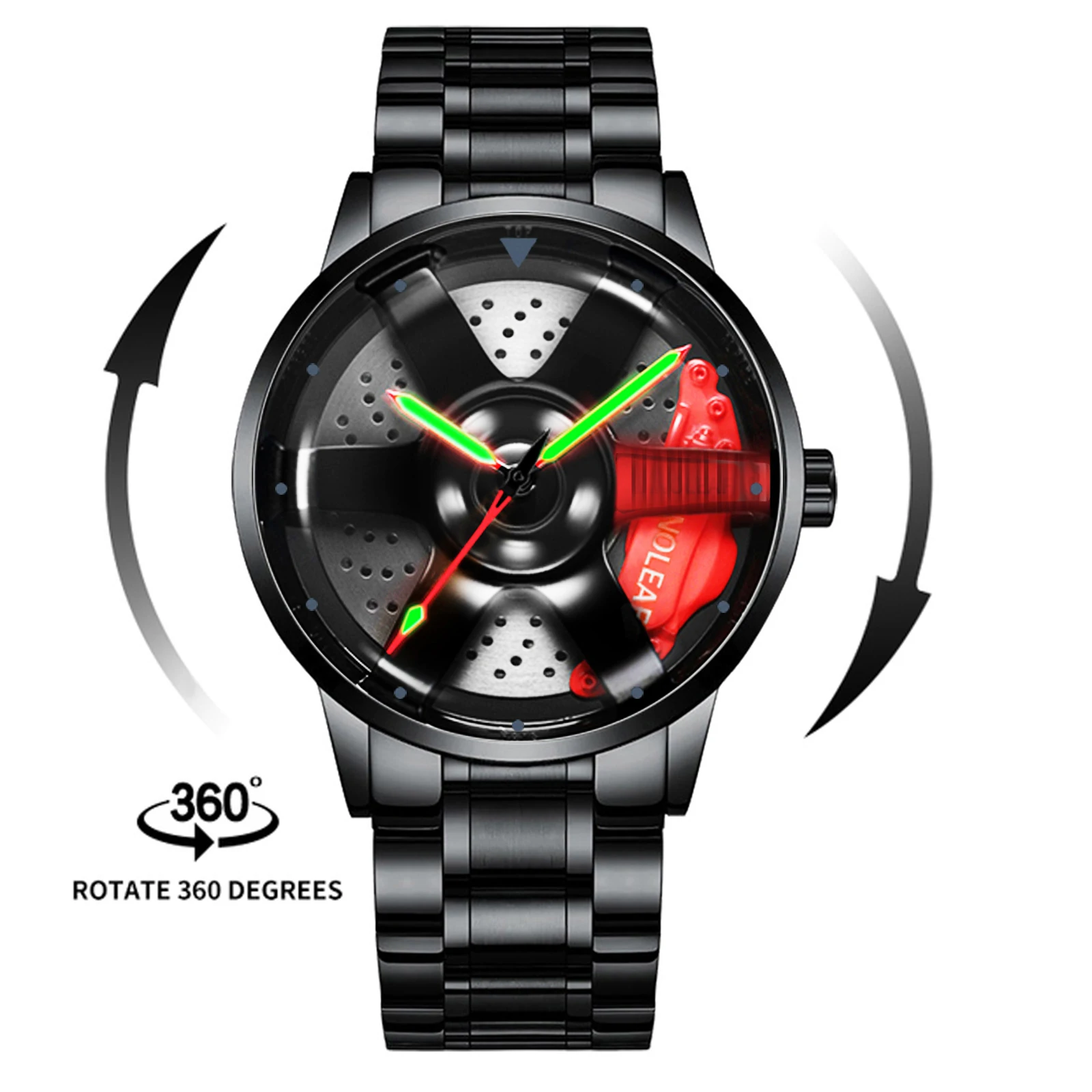 

Прядильная машина часы с колесным ободом для мужчин с кварцевым механизмом мужские светящиеся указки из нержавеющей стали водонепроницаем...