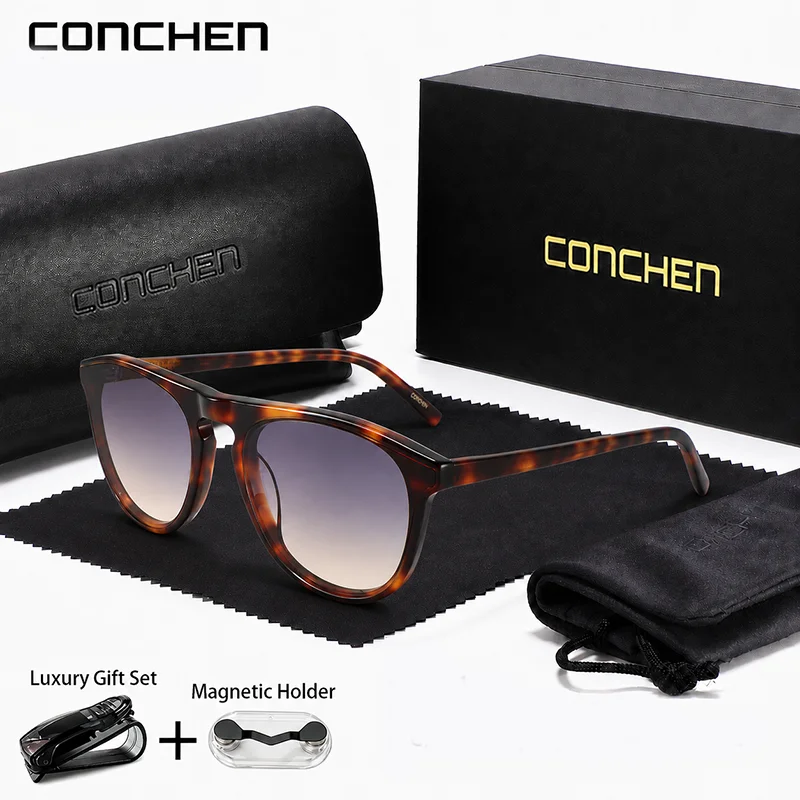 Фото Солнцезащитные очки CONCHEN Fashion, ретро-оправа овальной формы, защита от УФ-излучения UV400, для вождения, рыбалки, походов и активного отдыха на природе №1