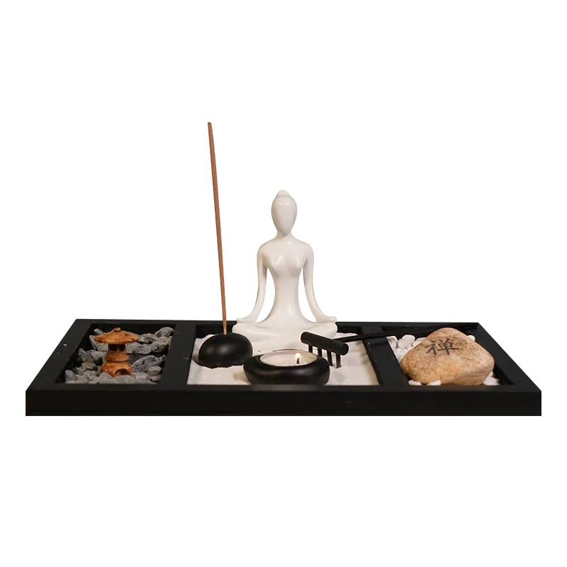

Статуя для медитации, йоги, статуи для медитации, скульптура с основанием, резьба, креативные настольные украшения, дзен сад для гостиной