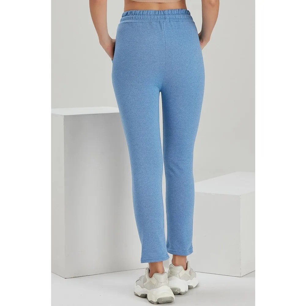 

Dorlie Flat Trotting Beli Wheel Two-Thread Sweatpants-Indigo