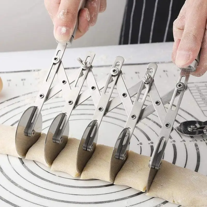 

Multi Ronde Deeg Cutter Roller Wiel, Meerdere Pasta Wiel Snijder Gereedschap Staal, Verstelbare Pizza Mes Slicer Divider