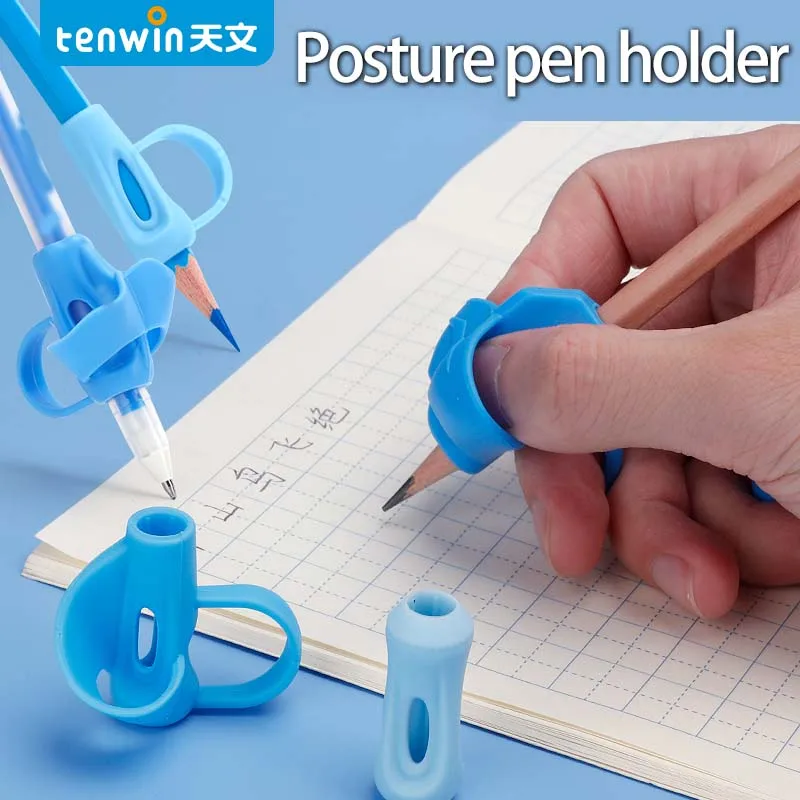 

Милый силиконовый держатель для карандашей TENWIN, инструмент для письма для начинающих, детский инструмент для коррекции осанки с двумя большими пальцами, держатель для ручек, Детские принадлежности