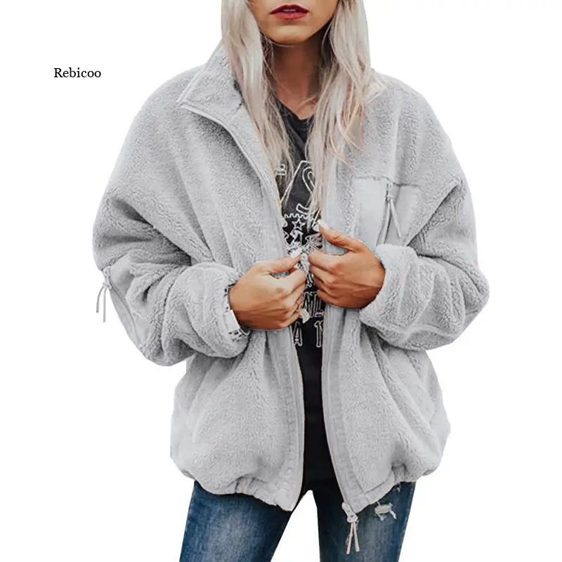 

Women's Autumn Winter Coat Plush Casual Loose Warm Long Sleeve Cardigan Fashion Solid Color Thick Warm Outwear