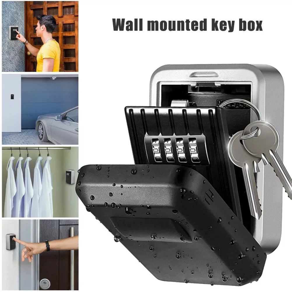 

Waterproof Wall Mount Key Storage Secret Box Organizer 4 Digit Password Security Lock No Key Home Office Safe Box caja fuerte