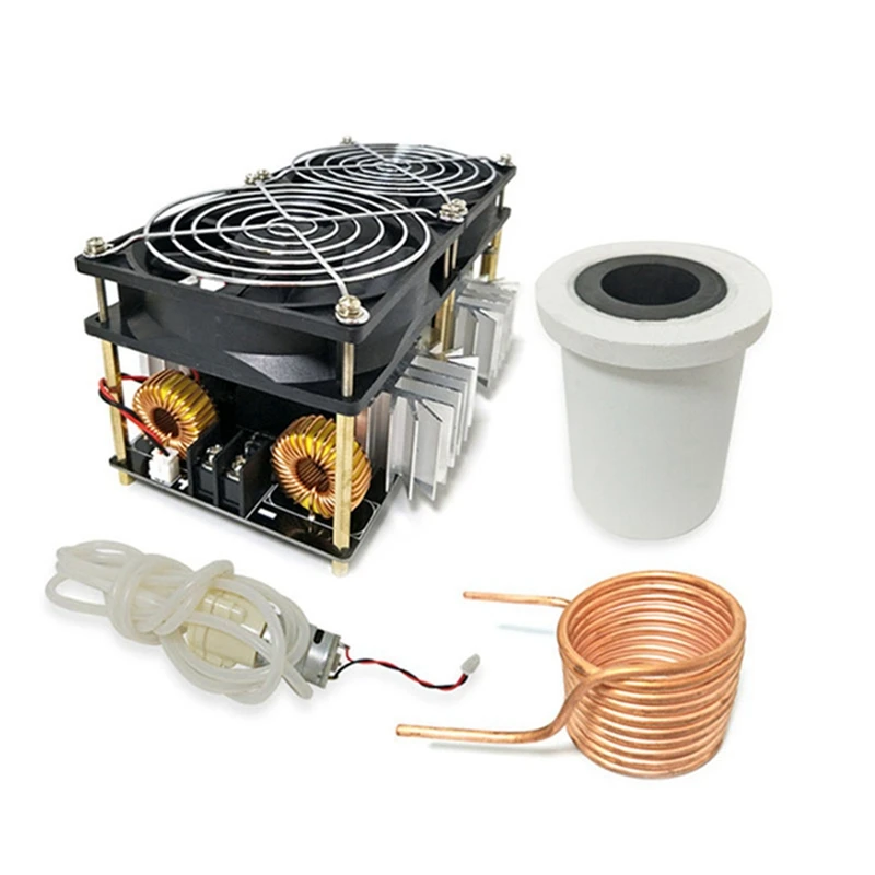 Calentador de inducción de alta frecuencia, placa PCB de Metal fundido, bobina, crisol y bomba, ZVS, 2500W