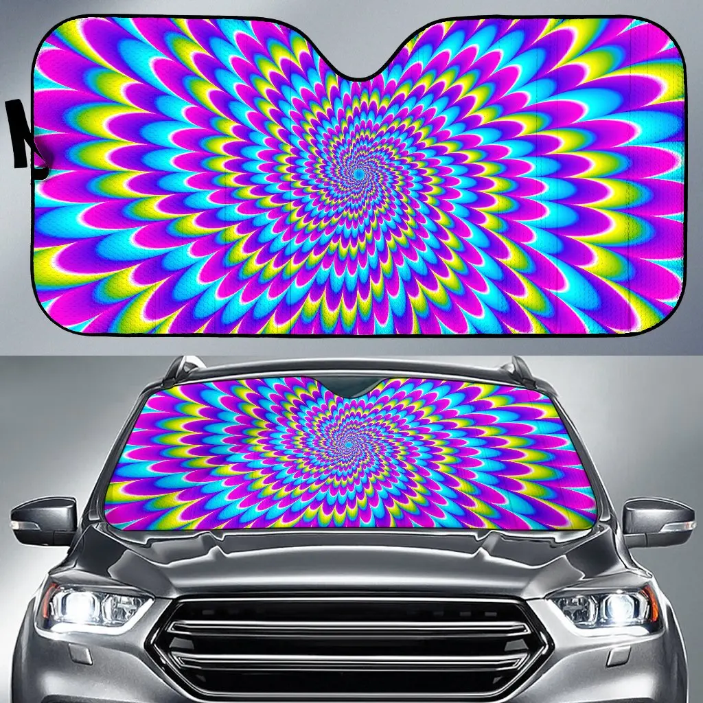 

Abstract Dizzy Moving Optical Illusion Car Sun Shade