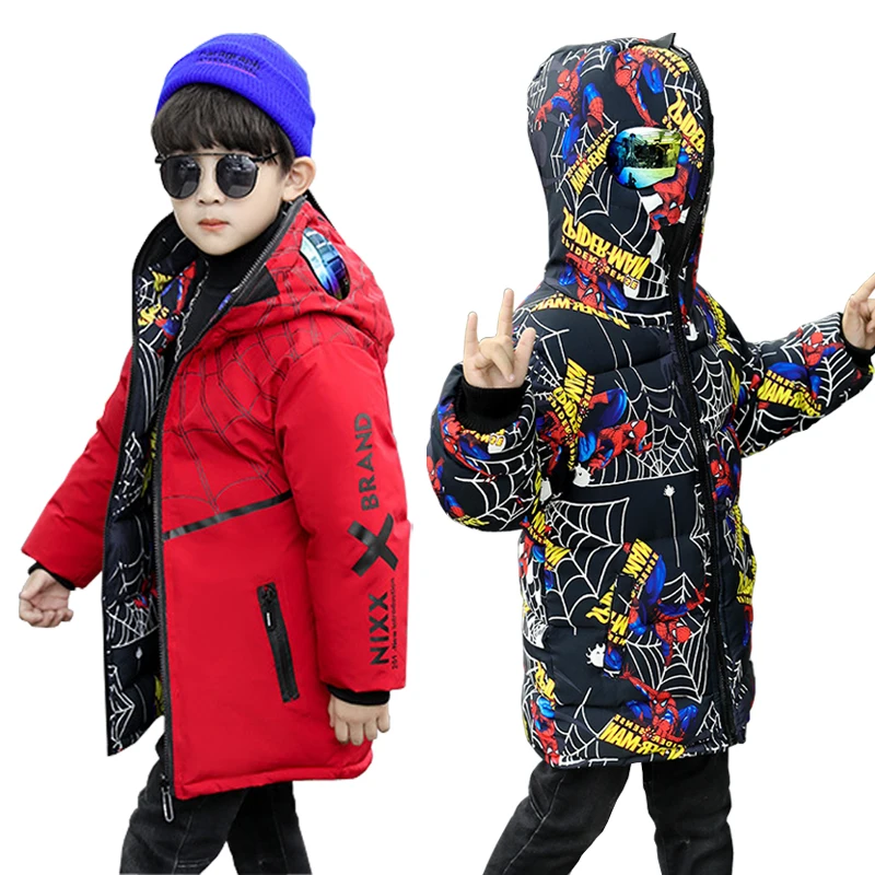 

Boys Winter Jacket Kids Warm Coat Boy Thick Parka Children Winter Clothing SpiderMan Outerwear Can Be Worn On Both Sides