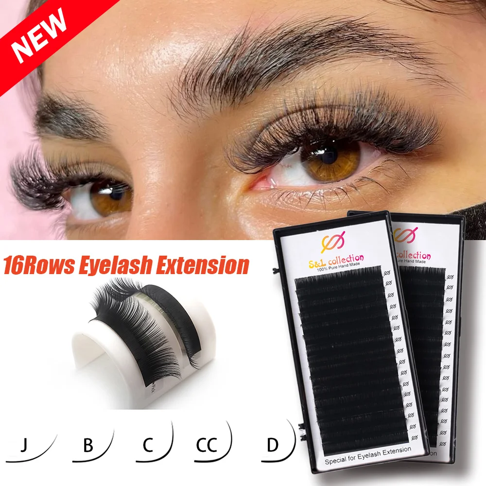 

16rows/case Faux Lash Individual Eyelash Extension Lashes Maquiagem Cilios for Professionals Soft Natural Eyelash Extension