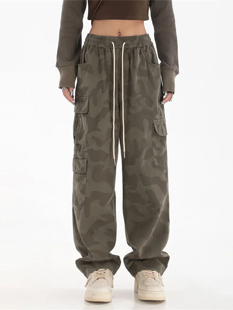

Women Cargo Pants Casual Fashion Print Camouflage Trousers High Waist Loose Hip-hop Pants Streetwear Style Y2k 2022 Autumn New