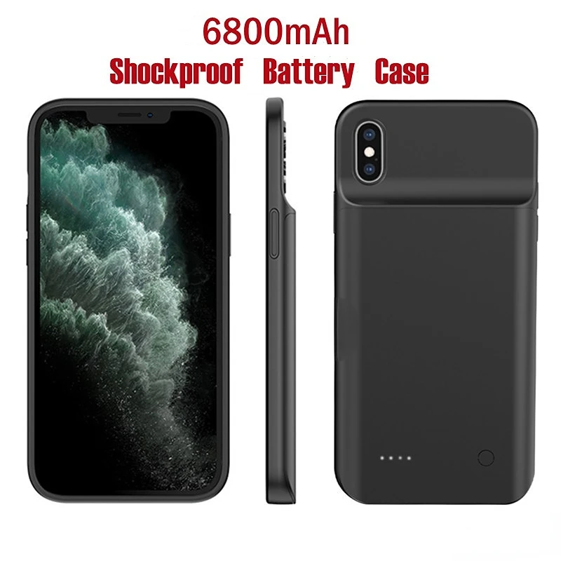 

6800mAh Power Bank Charging Cover Case For iPhone X Xs XR Battery Charger Case Portable UltraThin Battery Case For iPhone Xs MAX