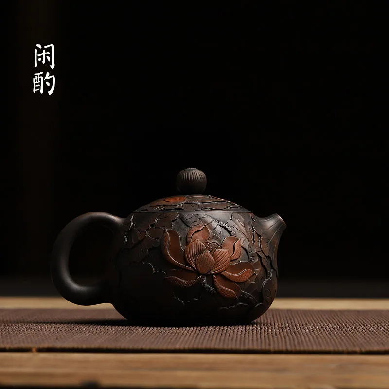 

Xianyan сырая руда Jianshui фиолетовая керамика Юньнань полностью резной Лотос Xi Shi горшок полностью ручная резьба горшок нечный глиняный горшок