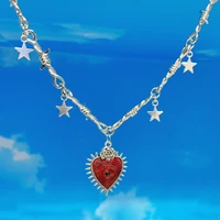gothic jewelry heart evil eye necklace punk harajuku korean fashion star pendant necklace for women egirl accessories aesthetic