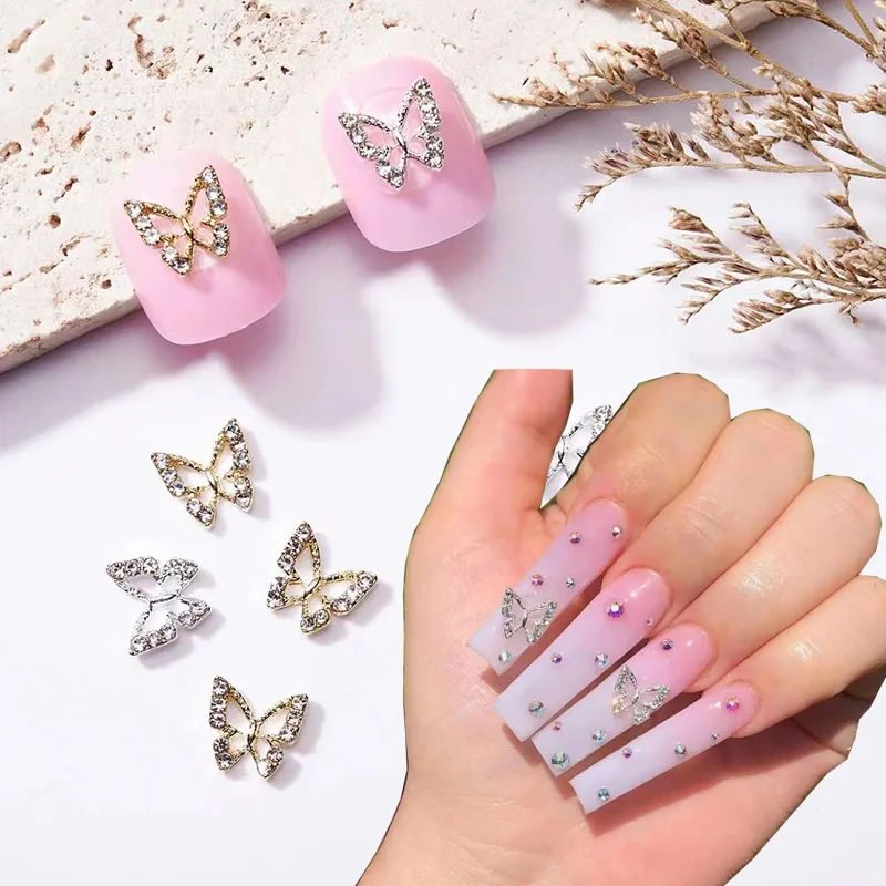 

10pcs Zircon Butterfly Nail Art Rhinestone 3D Crystal Nail Charming Diamond Alloy Manicure Accessories