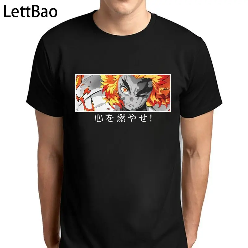

Demon Slayer Rengoku T Shirts Men Novelty Tee Kawaii Funny Tees Short Sleeve Men's Clothes T-shirt Female Vintage Dropshipping