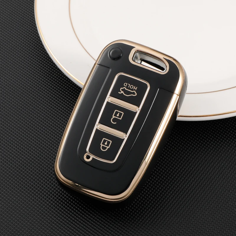 

Soft TPU Car Key Cover Case Holder Fob Shell For Hyundai IX35 Sonata 8 Key Chain