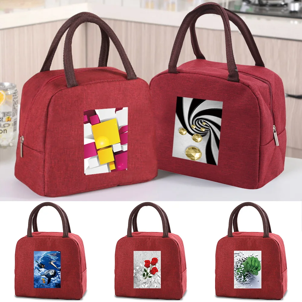 

Insulated Work Student Lunch Travel Portable case Women Food Thermal Canvas Bag Picnic Lunch dinner bento Cooler Handbag