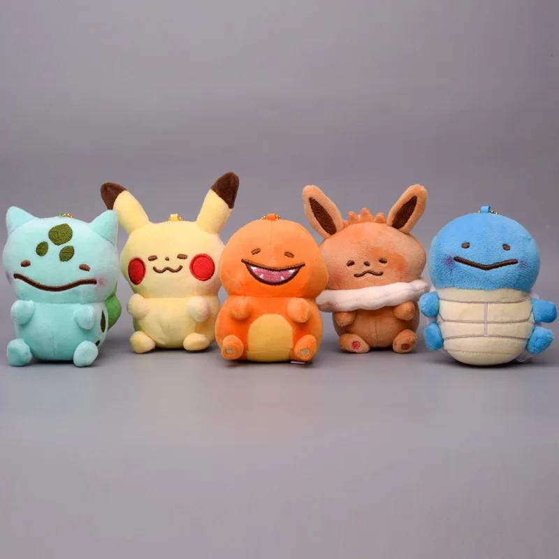 

10cm Anime Pokemon Plush Toy Keychain Pikachu Squirtle Charmander Bulbasaur Eevee Plush Stuffed Doll Backpack Pendant Kids Gift