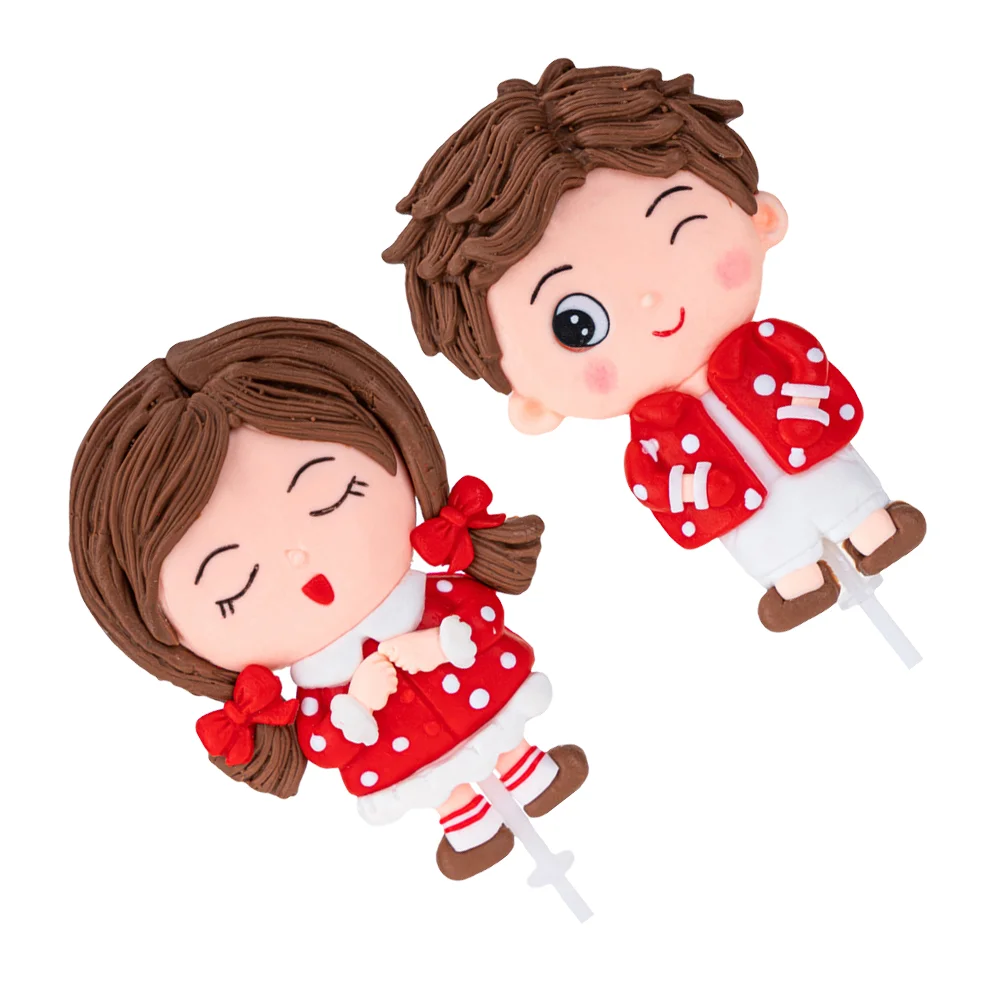 

2Pcs Valentine Fine Romantic Nice Novel Kiss Couple Cake Ornaments Cupcake Topper