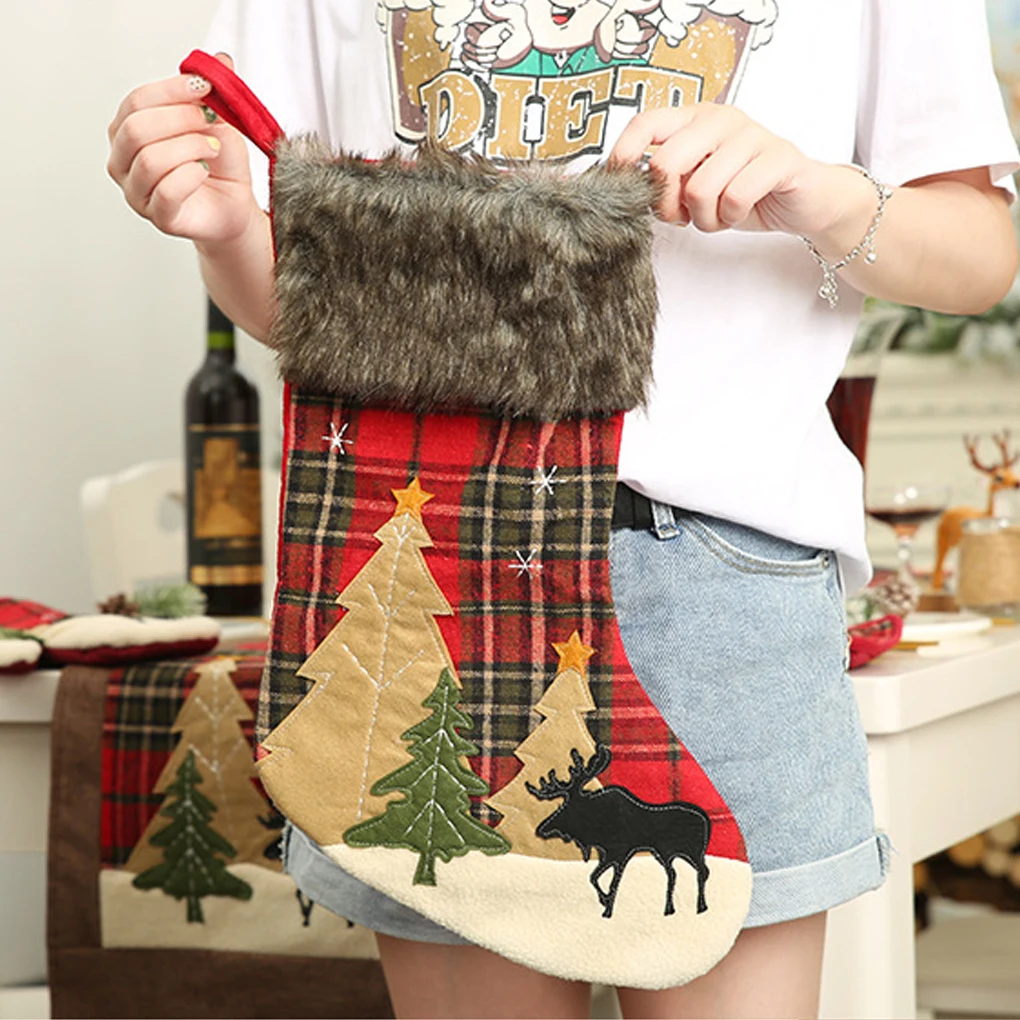 

Рождественская ткань для чулок, Рождественская елка, камин, стена, окно, кровать, подарки, сумка, хранение подарков, Мягкий Носок, украшение