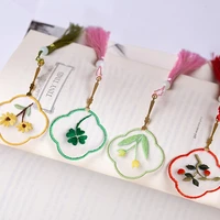 chinese style diy embroidered bookmark material package embroidery starter kit with tassel pendant retro book clip handmade set