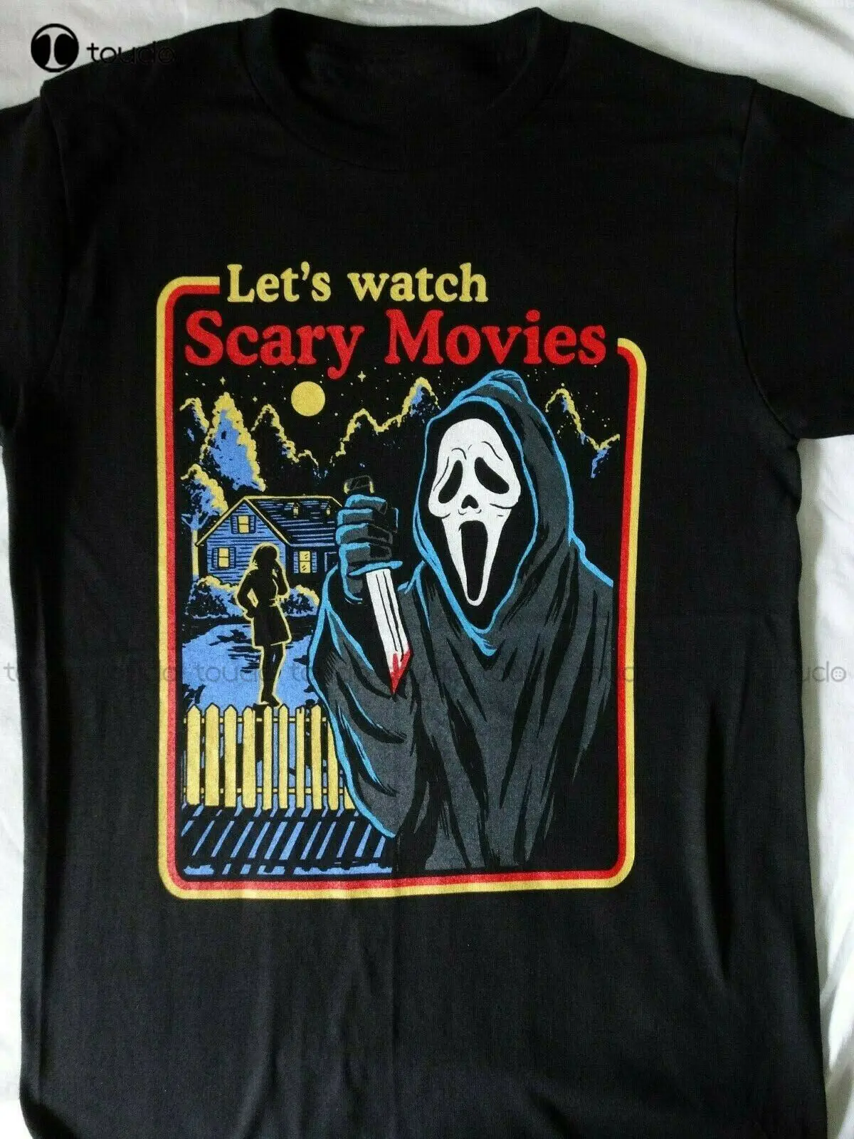 

New Scream Movie Ghost Face Let'S Watch Scary Movies Horror Movie T-Shirt Tee Shirts For Women Men