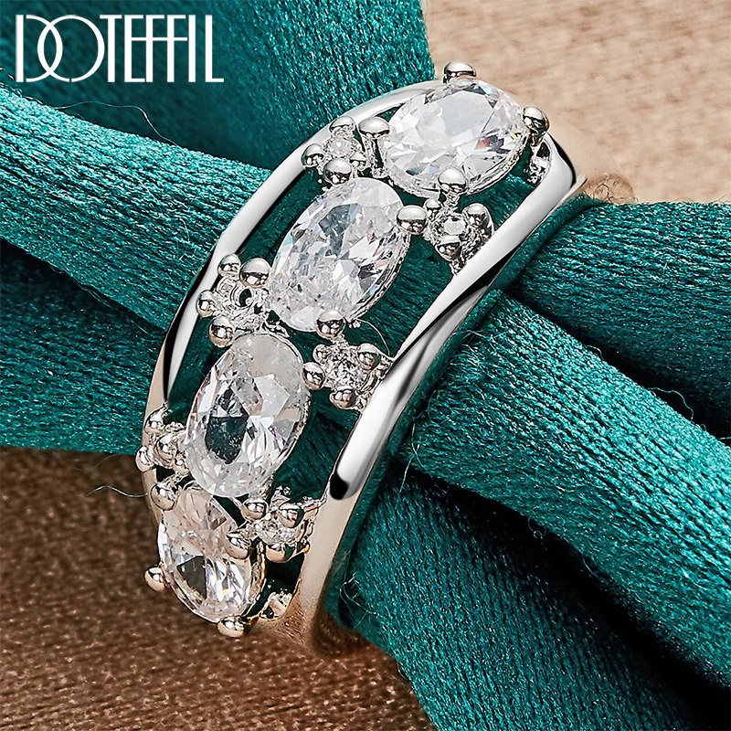

DOTEFFIL 925 Sterling Silver Four Round AAAAA Zircon Ring For Woman Wedding Engagement Charm Party Jewelry