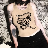 2022 womens tops dark wind snake print knit sleeveless slim fit cropped tank tops 2022 summer new tops