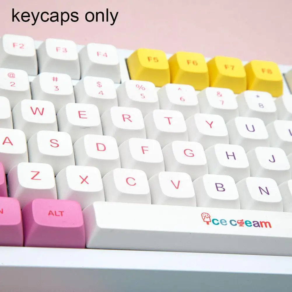 

135 Ice Cream Mechanical Board Cap R2 Xda Magic Adapter Duck Cute 87 104 Caps 61 German Sublimation Pbt Q7z6