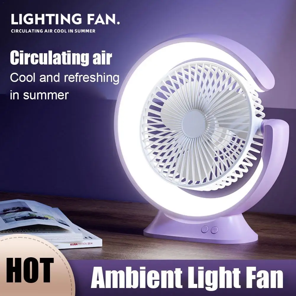 

USB Desk Fan 90° 180° Rotation Adjustment Portable Cooling Fan With Lights 3Speed Quiet Powerful Mini Table Fans For Home Office