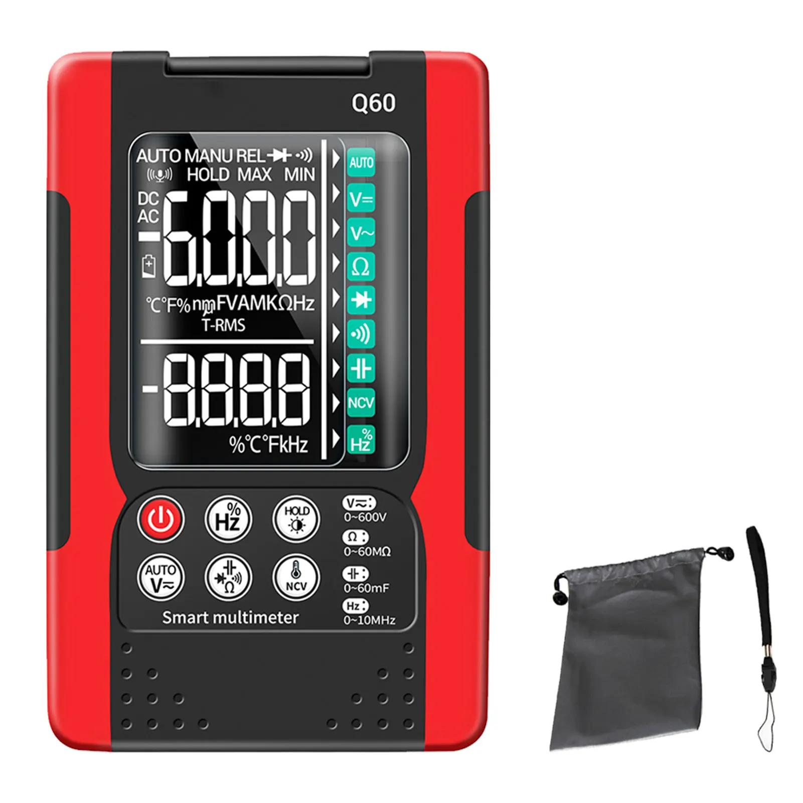 

Auto Range Continuity Multimeter Digital Diodes Voltage Capacitor Portable Durable Voltmeter Measuring Devices Large Screen