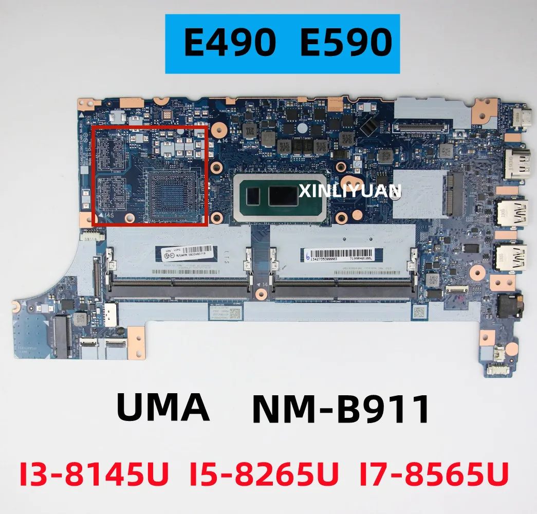 Для Lenovo Thinkpad E490 E590, материнская плата для ноутбука, Φ центральный процессор, UMA DDR4 100%, протестирована