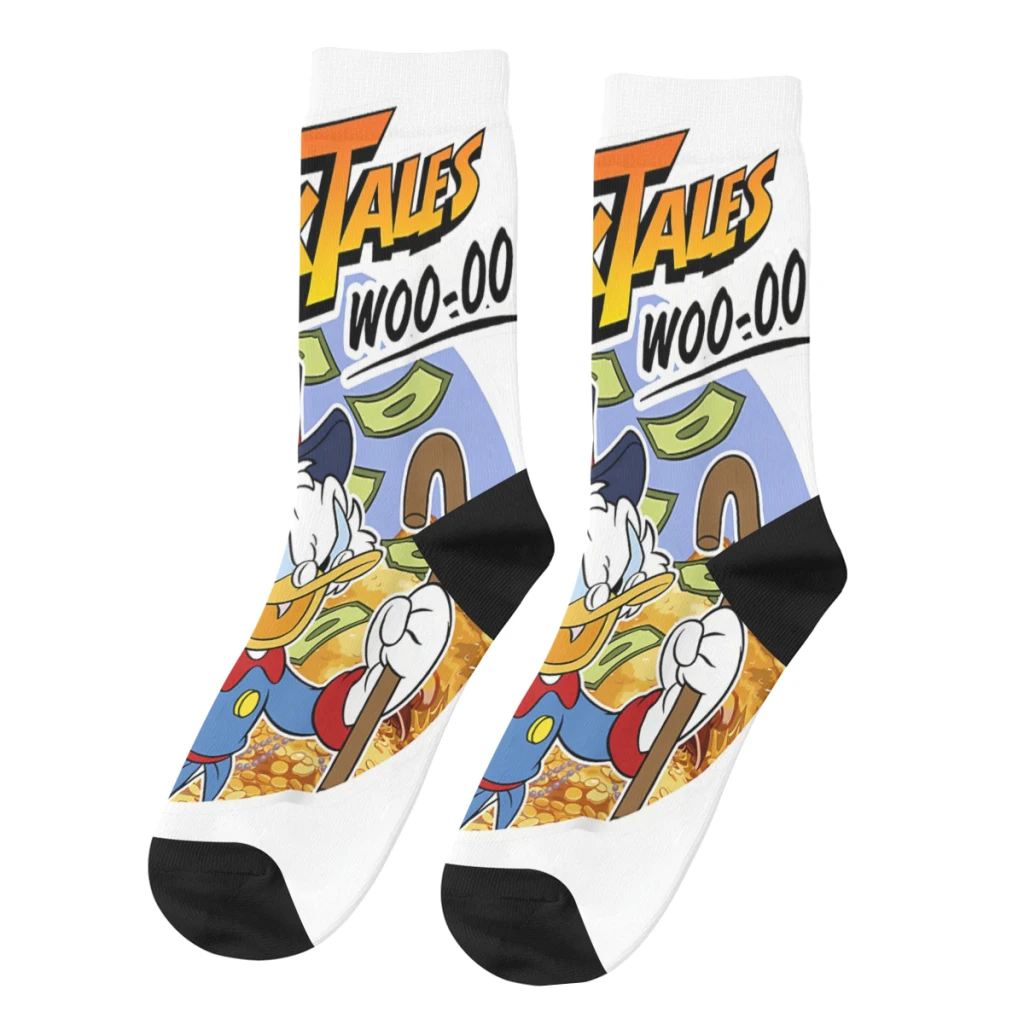 

Hip Hop Vintage Ducktales Wooo Crazy Men's Socks Disney Donald Duck Cartoon Unisex Street Style Pattern Printed Crew Sock