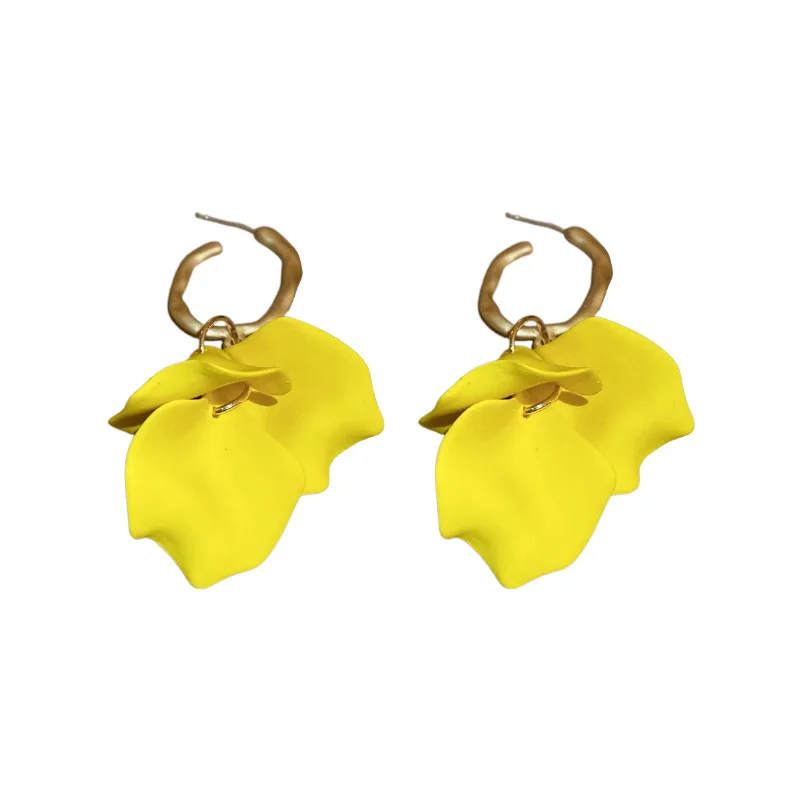 

66mm Real Gold Plating 925 Silver Needle Petal Earrings