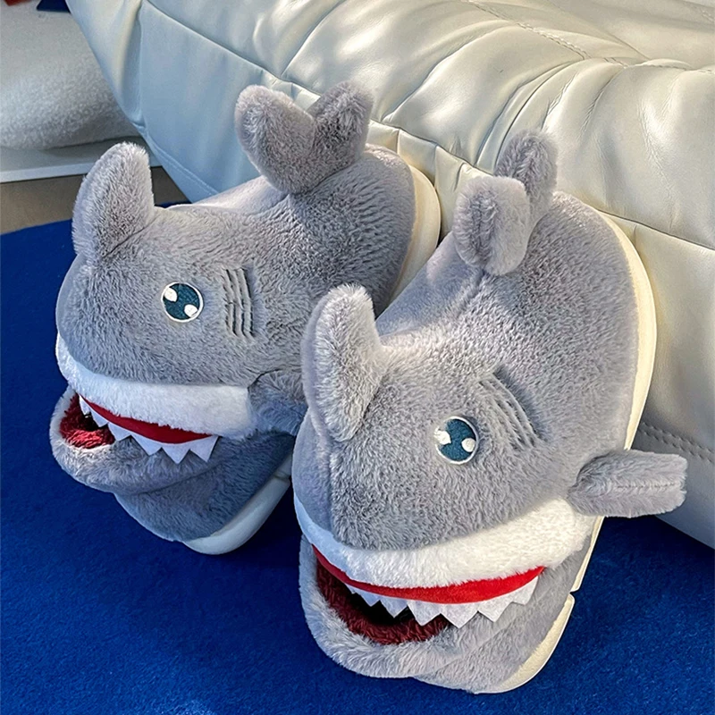 Забавная обувь с изображением акулы для девочек милые домашние тапочки
