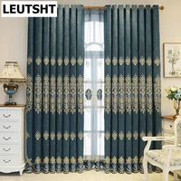european style curtains for living dining room bedroom high end atmosphere villa chenille embroidered curtain blue window