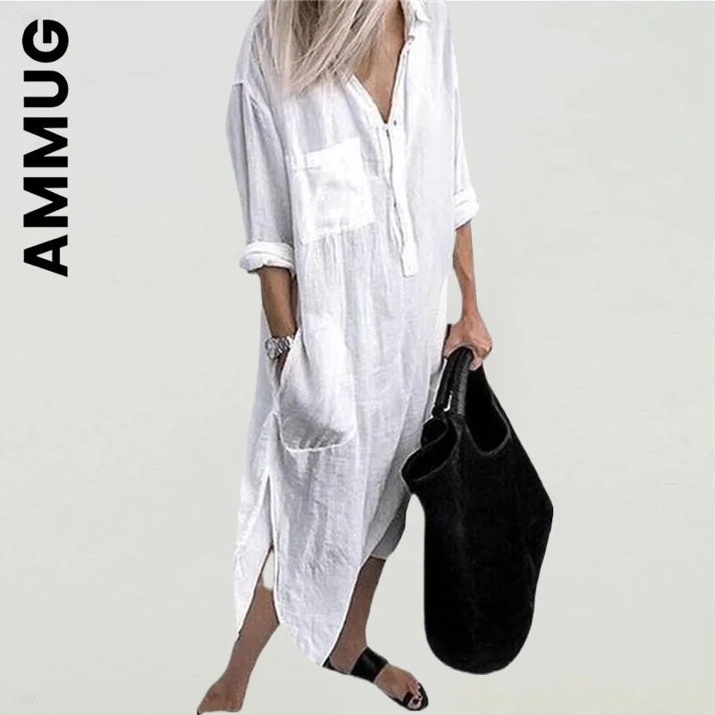

Платье Ammug женское Новое Элегантное платье Праздничная рубашка с длинным рукавом Новое Женское платье повседневные женские длинные платья ...