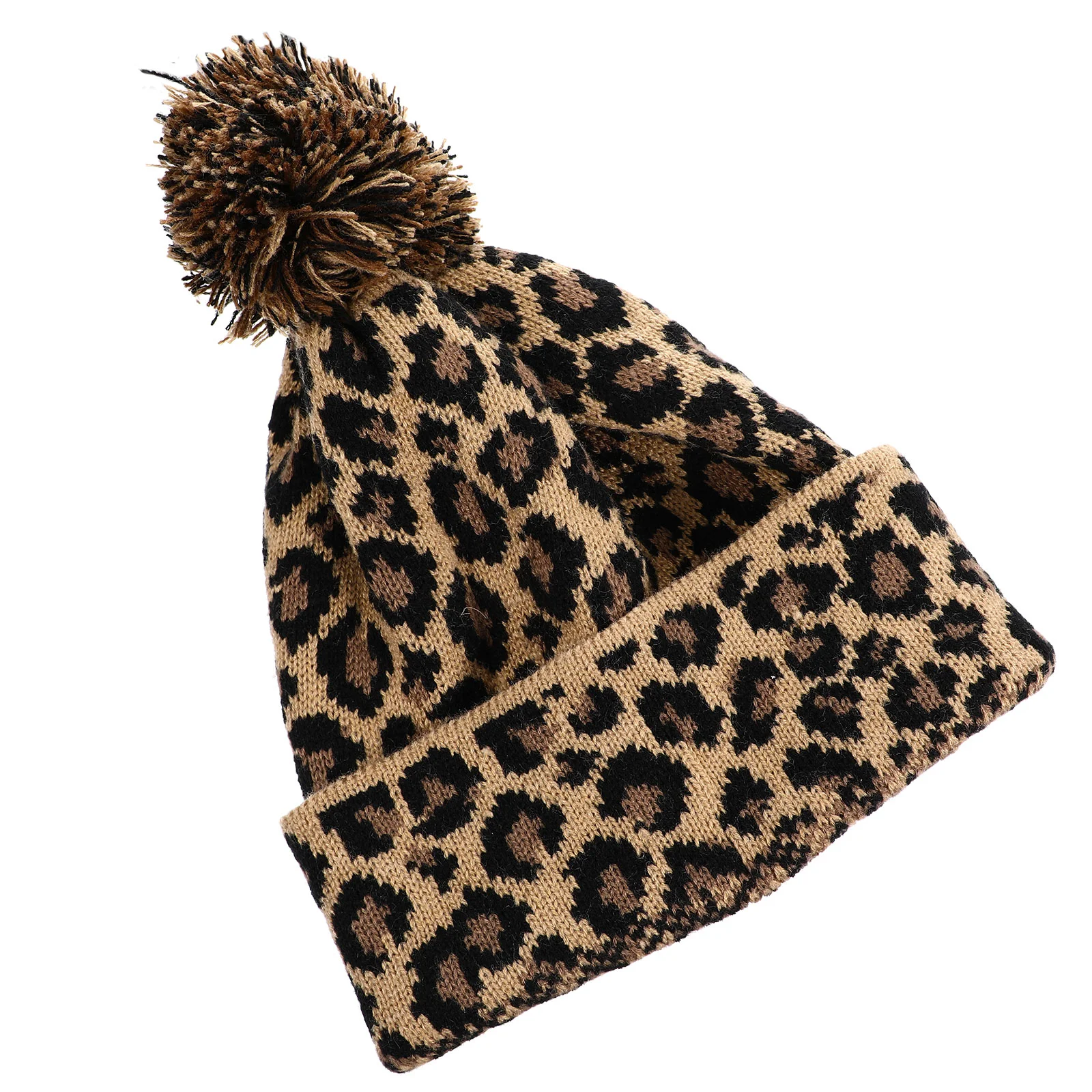 Шапка-бини с леопардовым принтом женская шапка теплый вязаный берет осенние