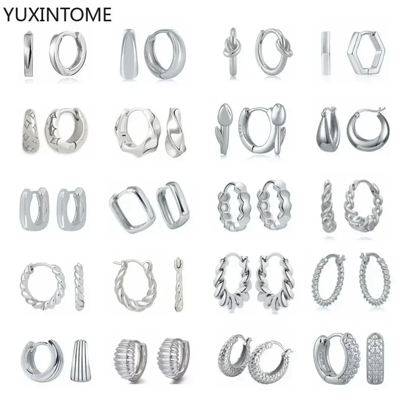 Серьги-кольца женские из серебра 925 пробы с фианитами