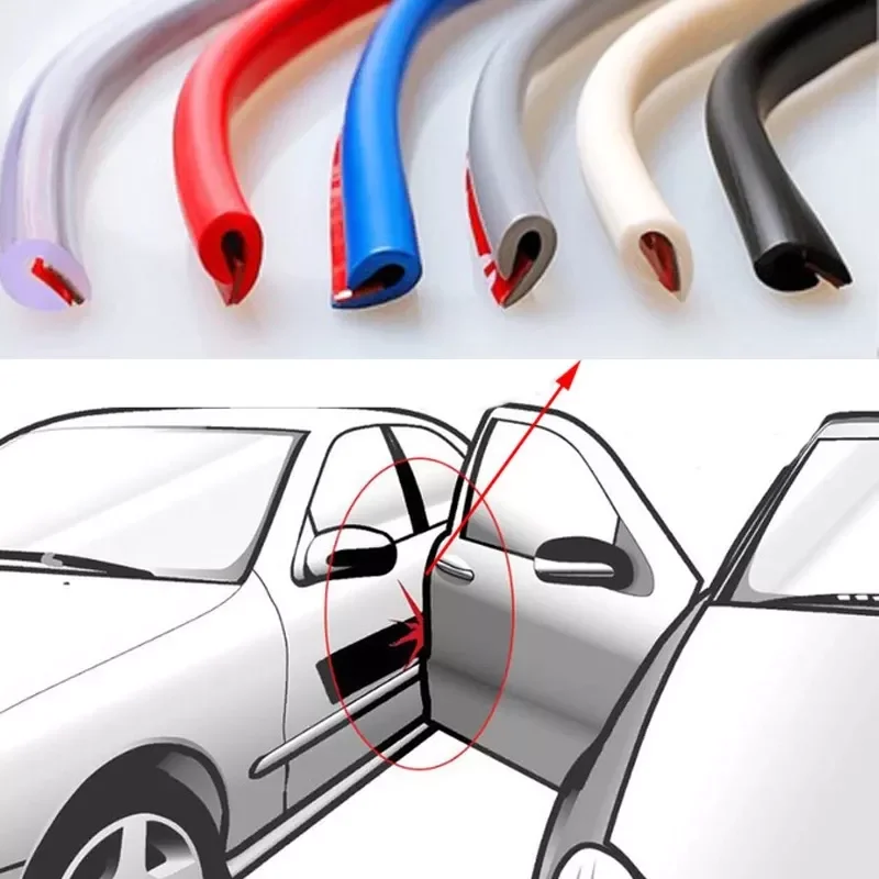 

5M Car Door Edge Rubber Scratch Protector Strips Car Styling Mouldings Protection Side Doors Moldings Adhesive Scratch Protector