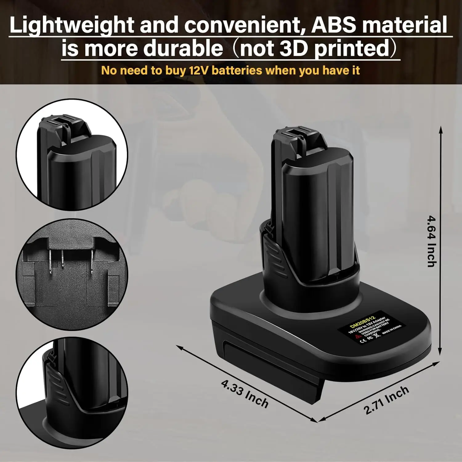 Фото Конвертер DM20BS12 для инструментов Dewalt 20V в Bosch 12V, адаптер для аккумуляторов Milwaukee 18V в Bosch 12V GBA для электроинструментов. №5